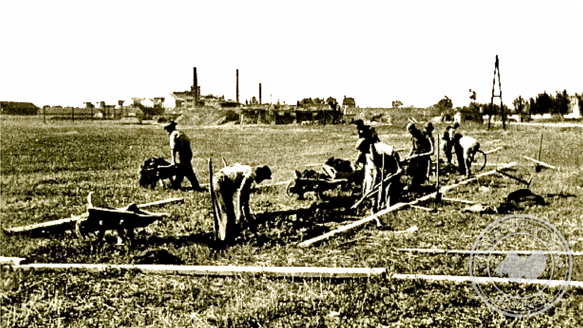 Začiatok zemných prác na výkope základov Mária-mlyna na Košútskej ceste v roku 1910.