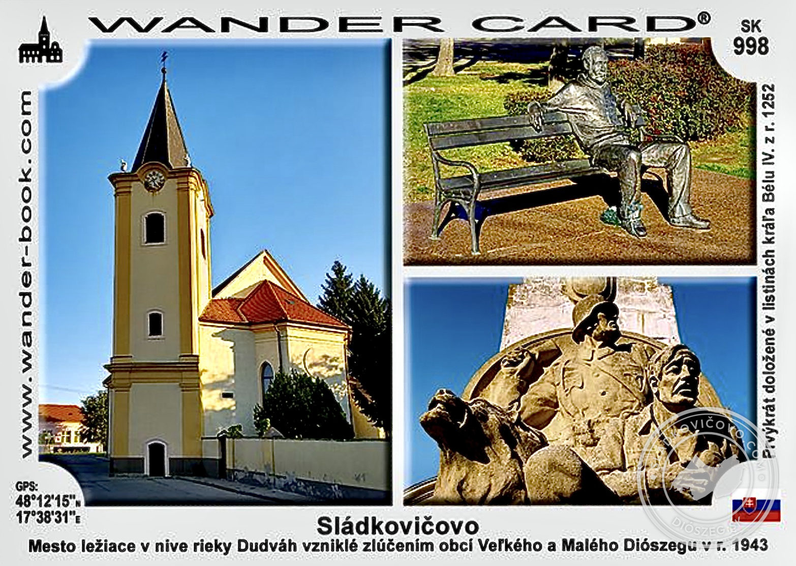 Wander card - vandrovácka alebo pútnícka pohľadnica Sládkovičova.